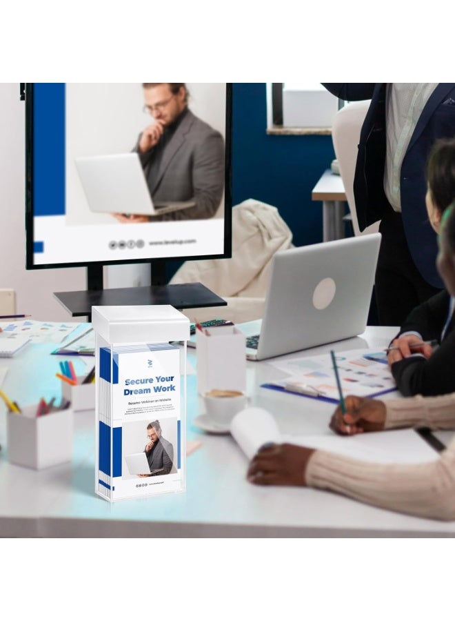 سيوسي Clear Acrylic Brochure Holders, Plastic Literature Holder, Wall Mount Clear Countertop Organizer, Display Stand for Pamphlets, Flyers, Business Cards, Office/Home Use(2-Pack,Transparent) - Image 3